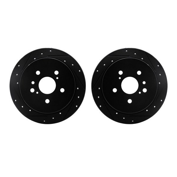 Rotors-Drilled and Slotted-Black, Zinc Plated black, Zinc Coated, 8002-76148, Dynamic Friction Co, Mfr#: 8002-76148